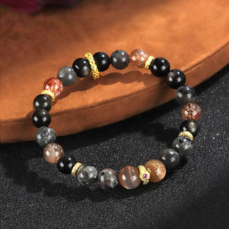 Wear FengShui Sun Stone Lava Rock Positive Bracelet