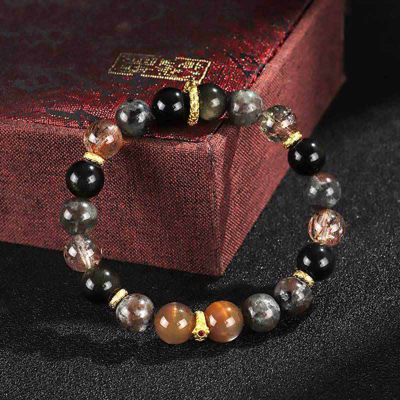 Wear FengShui Sun Stone Lava Rock Positive Bracelet