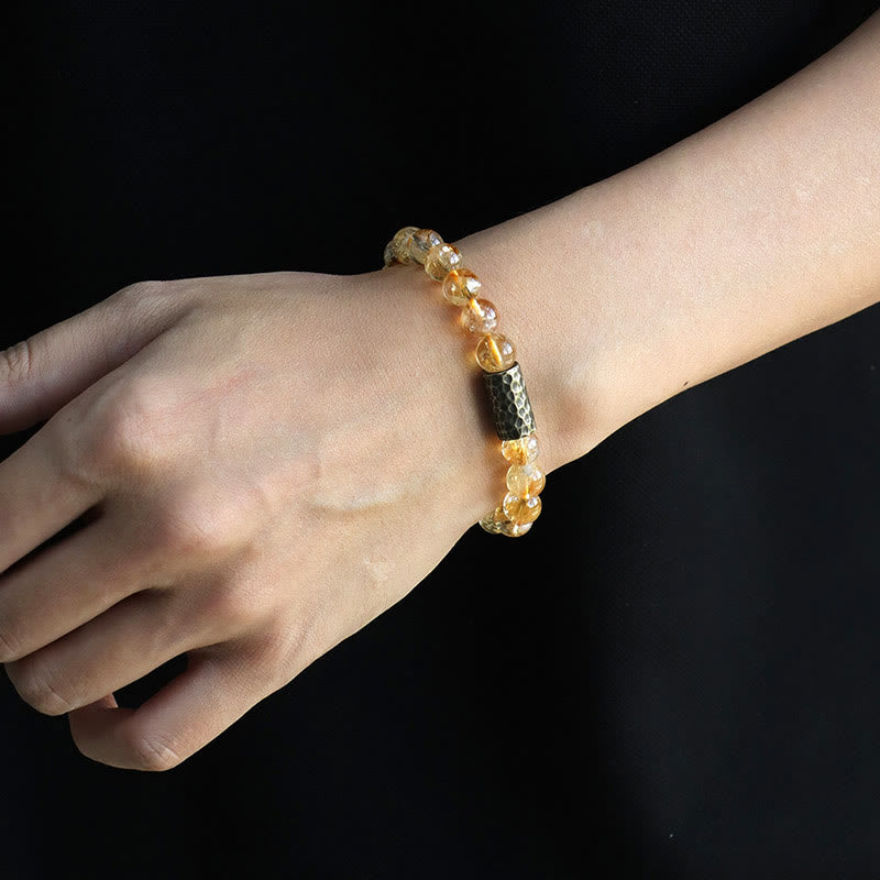 Wear FengShui Citrine Sandalwood Bodhi Seed Protection Double Wrap Bracelet