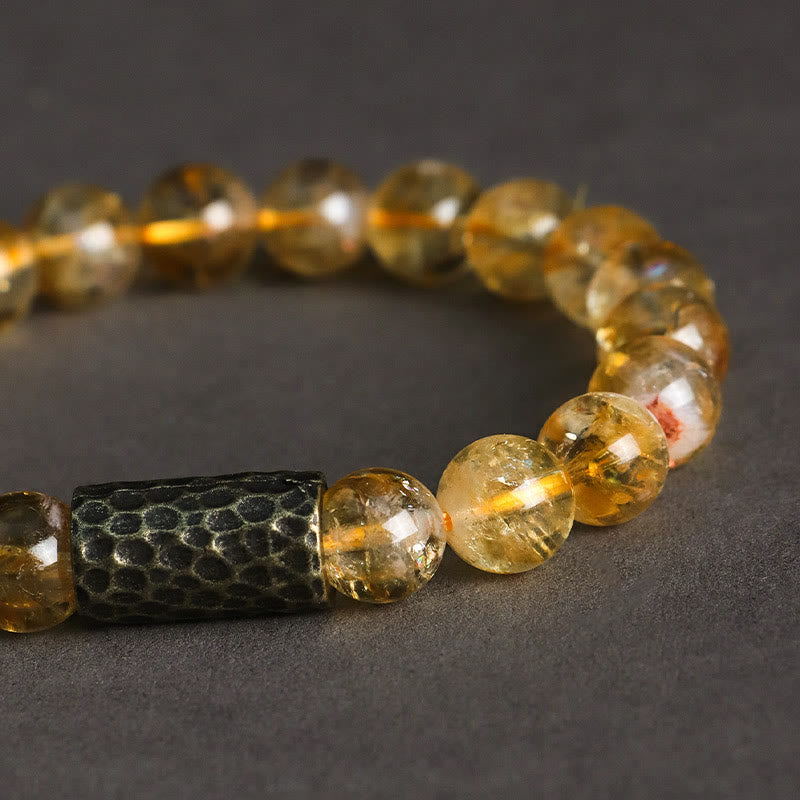 Wear FengShui Citrine Sandalwood Bodhi Seed Protection Double Wrap Bracelet