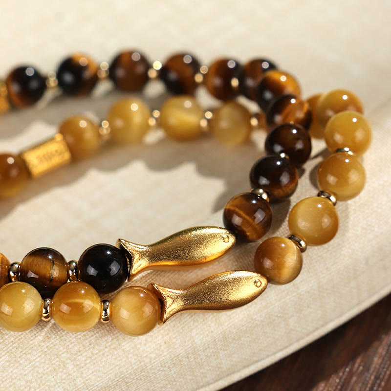 Wear FengShui Tiger Eye Koi Fish Courage Bracelet