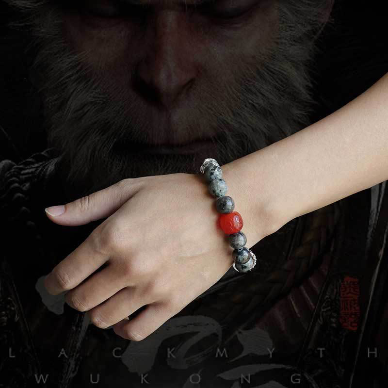 Wear FengShui Gold Sheen Obsidian Lava Rock Red Agate Protection Bracelet