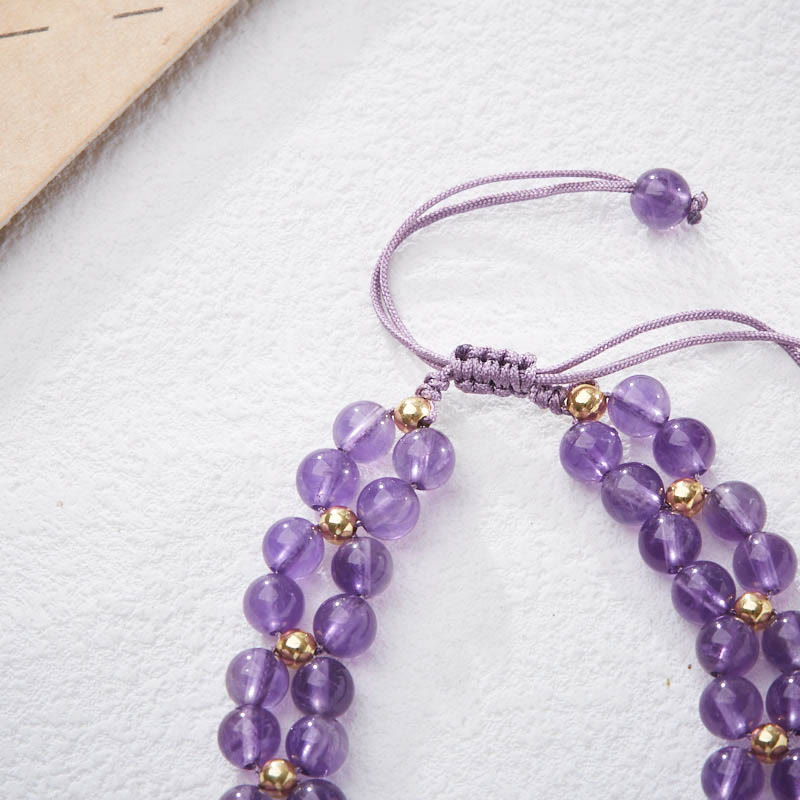 Wear FengShui Amethyst Butterfly Bamboo Balance Relieves Stress Braided String Bracelet
