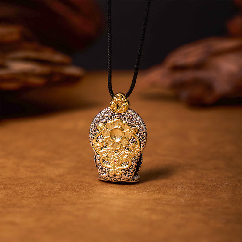 Wear FengShui Tibetan Avalokitesvara Dzi Bead Pattern Copper Purity Healing Necklace Pendant