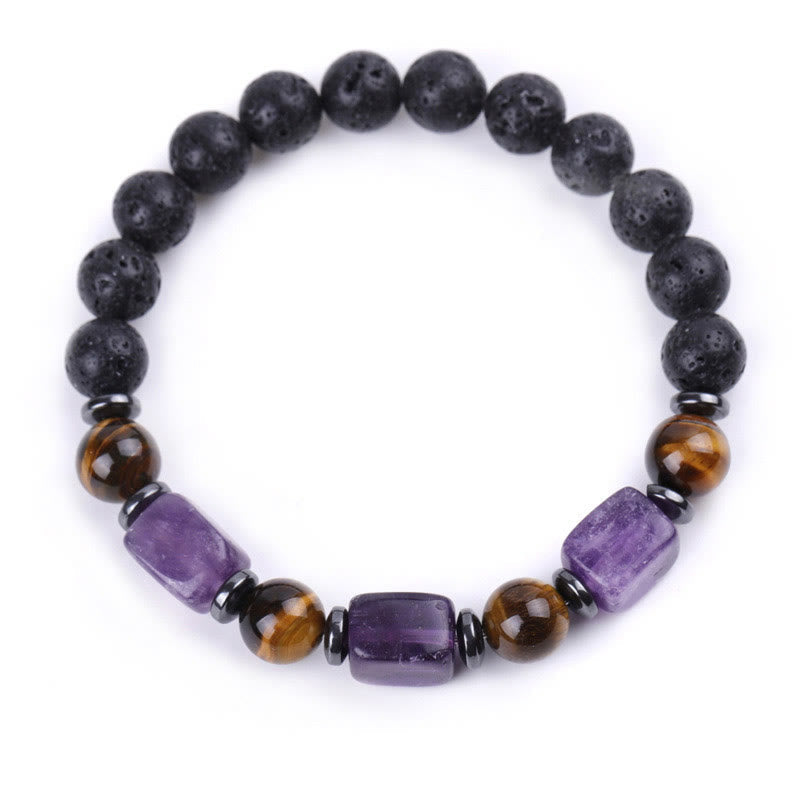 Wear FengShui Various Crystals Lava Rock Calm Bracelet
