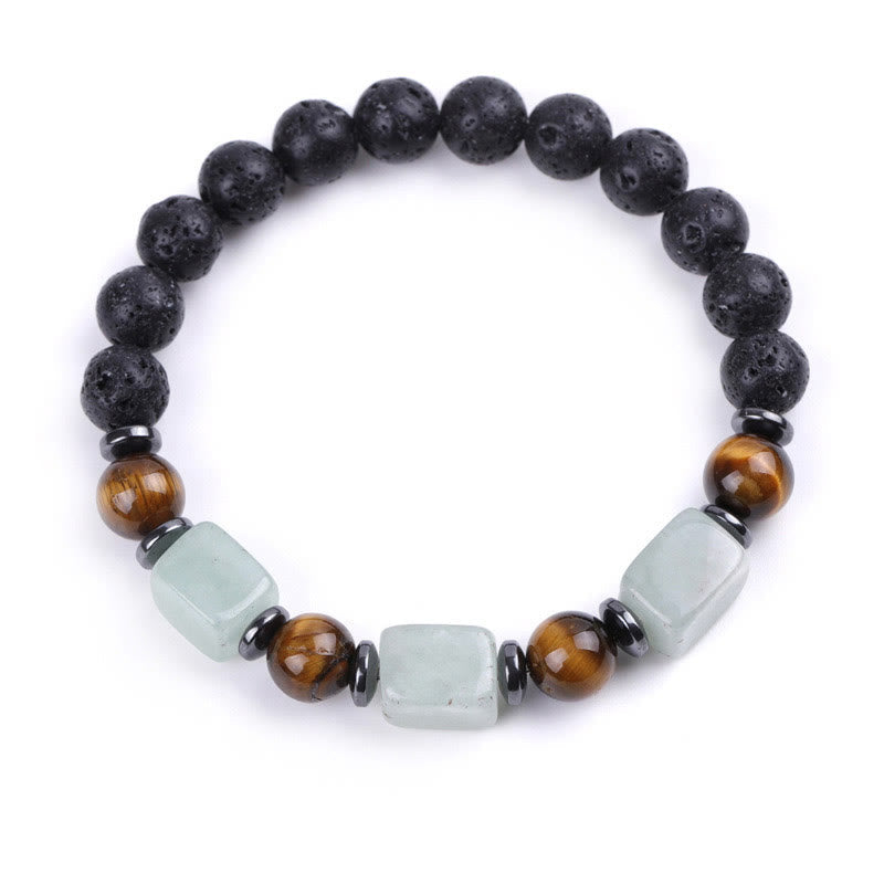 Wear FengShui Various Crystals Lava Rock Calm Bracelet