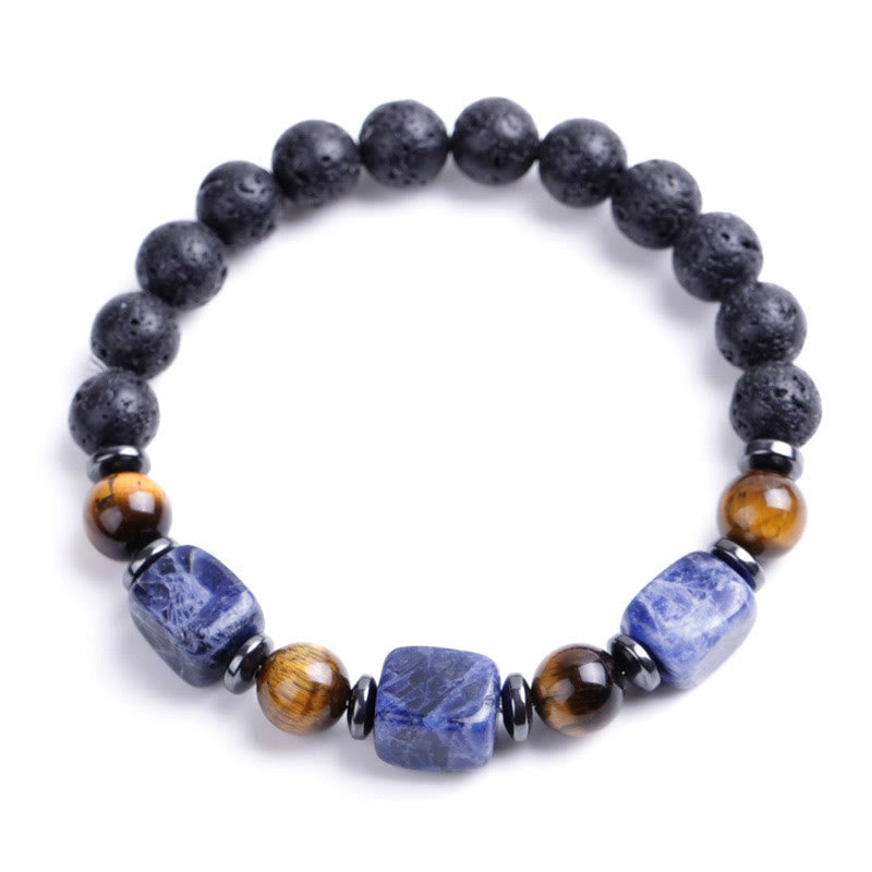 Wear FengShui Various Crystals Lava Rock Calm Bracelet