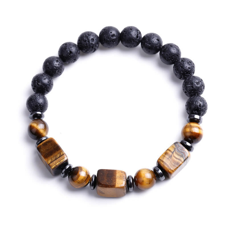 Wear FengShui Various Crystals Lava Rock Calm Bracelet