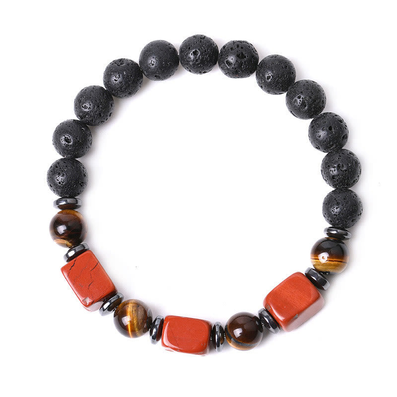Wear FengShui Various Crystals Lava Rock Calm Bracelet