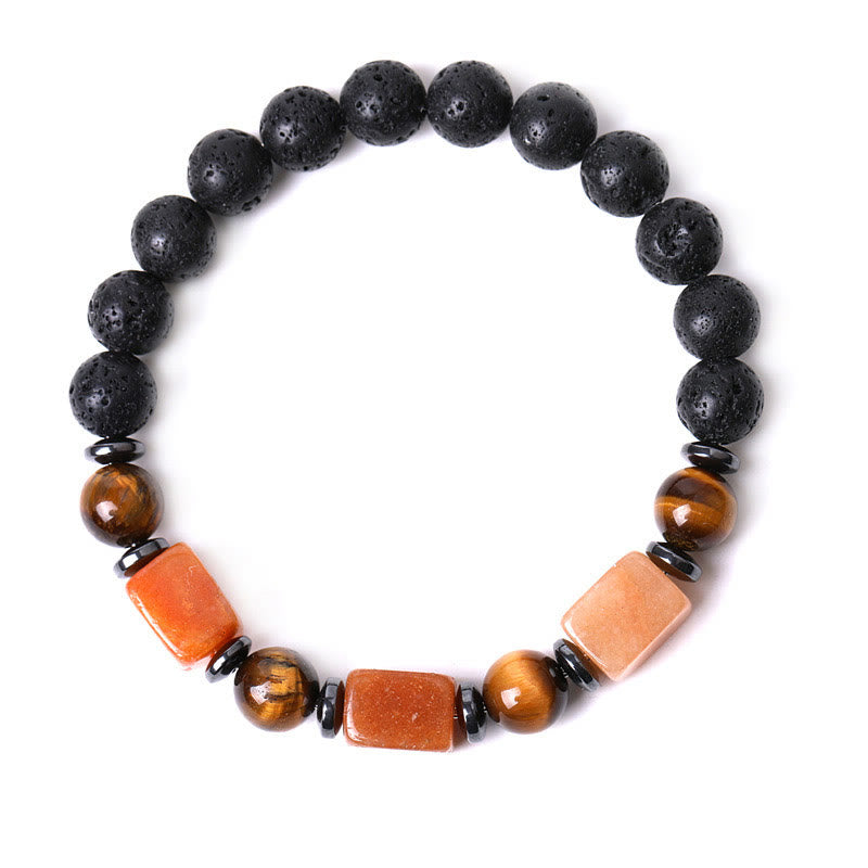 Wear FengShui Various Crystals Lava Rock Calm Bracelet