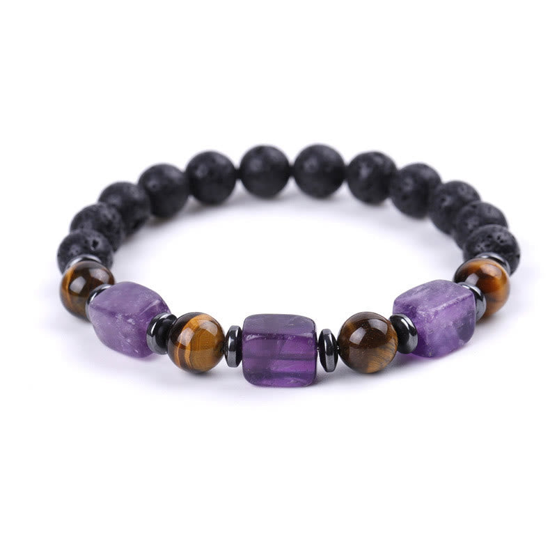 Wear FengShui Various Crystals Lava Rock Calm Bracelet