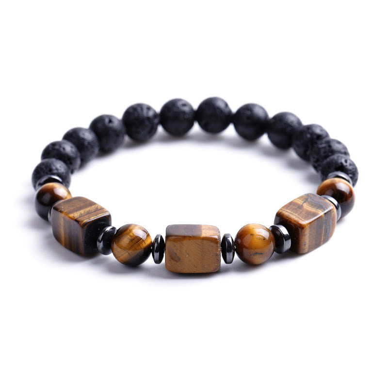 Wear FengShui Various Crystals Lava Rock Calm Bracelet