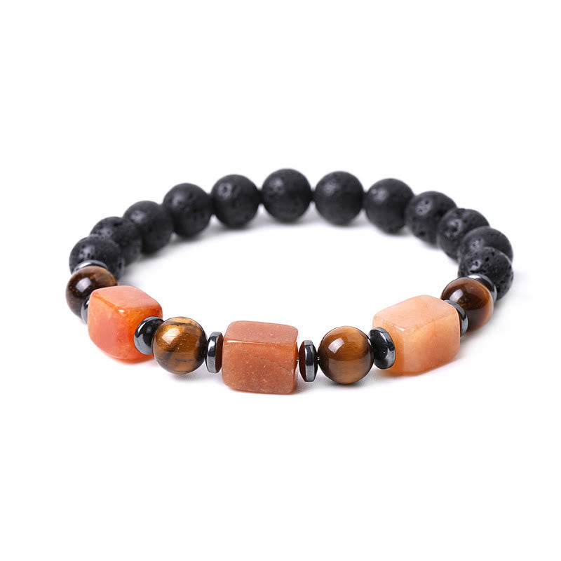 Wear FengShui Various Crystals Lava Rock Calm Bracelet