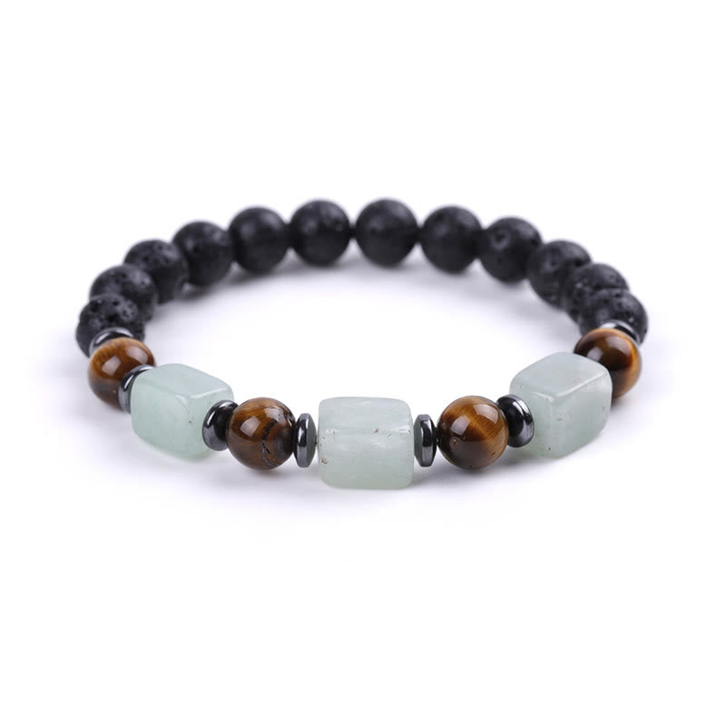Wear FengShui Various Crystals Lava Rock Calm Bracelet