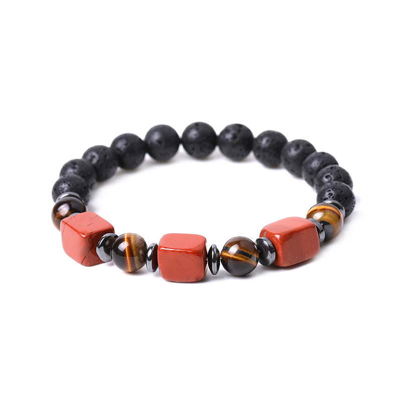 Wear FengShui Various Crystals Lava Rock Calm Bracelet