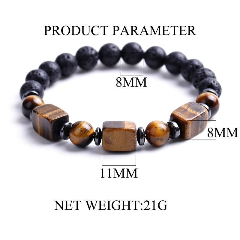 Wear FengShui Various Crystals Lava Rock Calm Bracelet