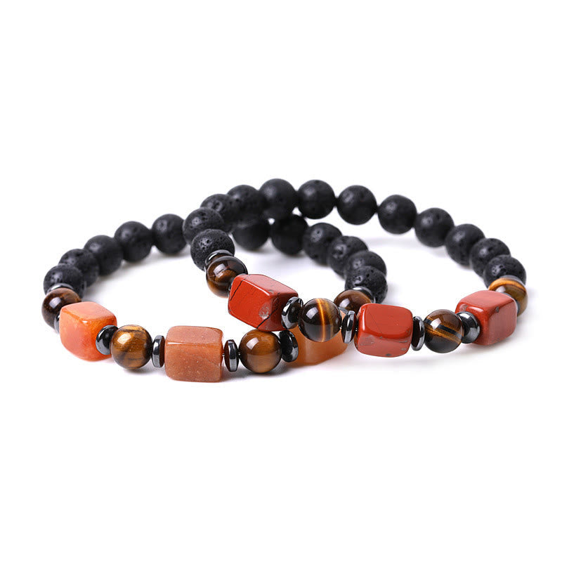 Wear FengShui Various Crystals Lava Rock Calm Bracelet
