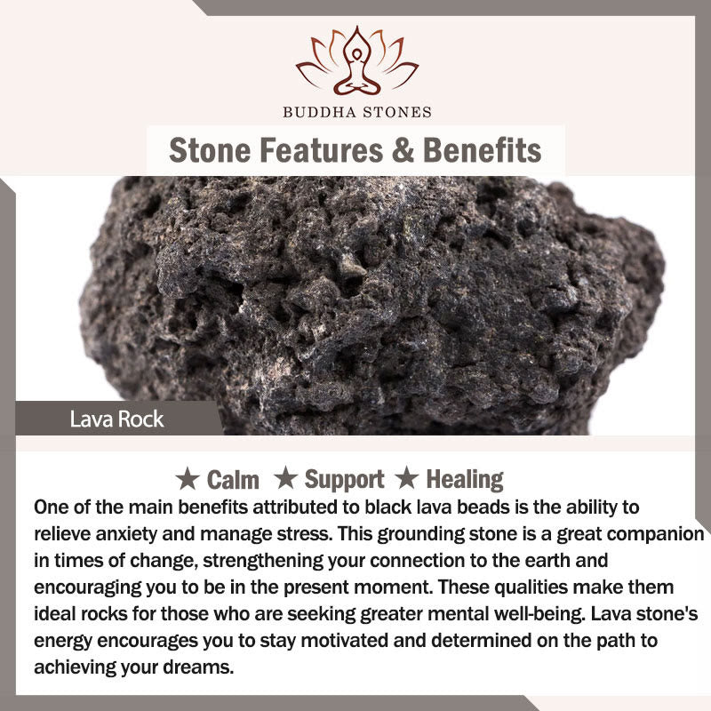 Wear FengShui Various Crystals Lava Rock Calm Bracelet