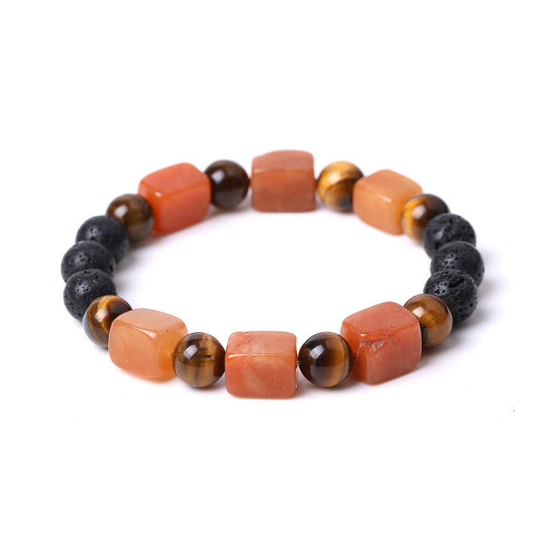 Wear FengShui Various Crystals Cube Amethyst Lava Rock Support Bracelet