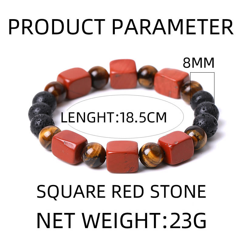 Wear FengShui Various Crystals Cube Amethyst Lava Rock Support Bracelet