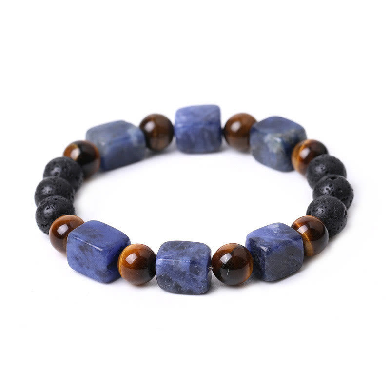Wear FengShui Various Crystals Cube Amethyst Lava Rock Support Bracelet