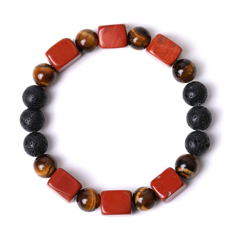 Wear FengShui Various Crystals Cube Amethyst Lava Rock Support Bracelet