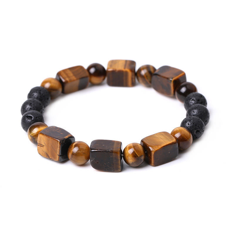 Wear FengShui Various Crystals Cube Amethyst Lava Rock Support Bracelet