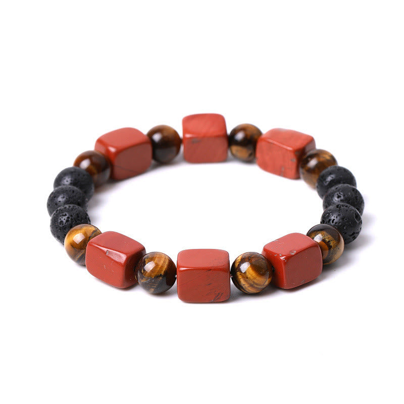 Wear FengShui Various Crystals Cube Amethyst Lava Rock Support Bracelet