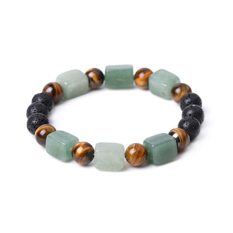 Wear FengShui Various Crystals Cube Amethyst Lava Rock Support Bracelet