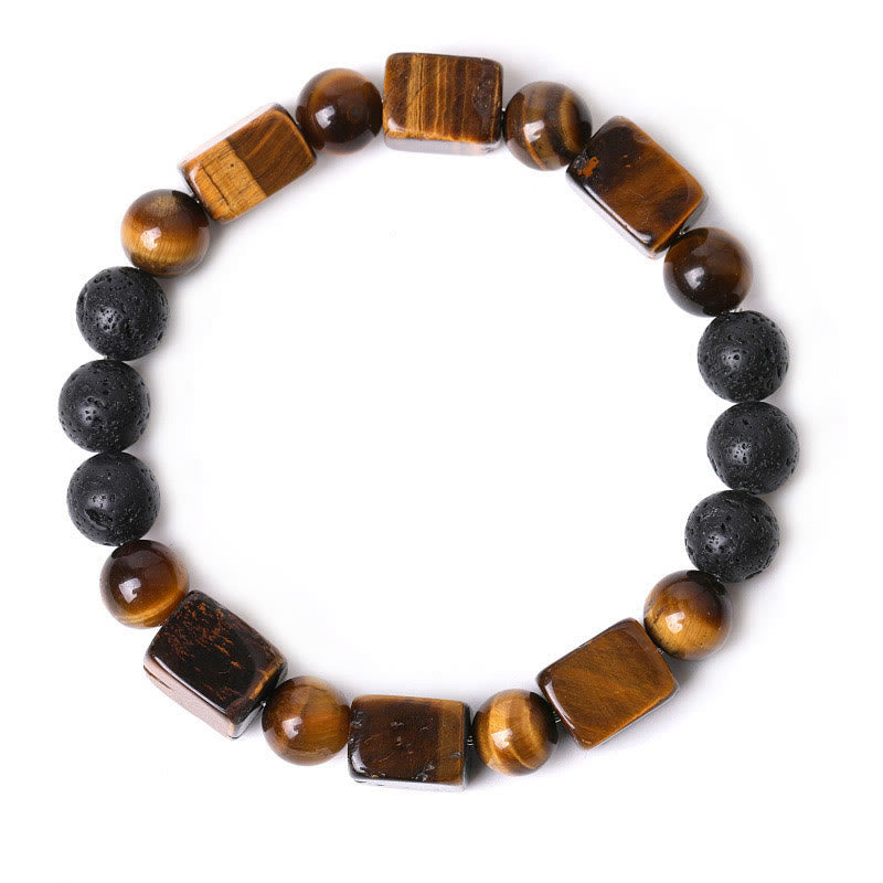 Wear FengShui Various Crystals Cube Amethyst Lava Rock Support Bracelet