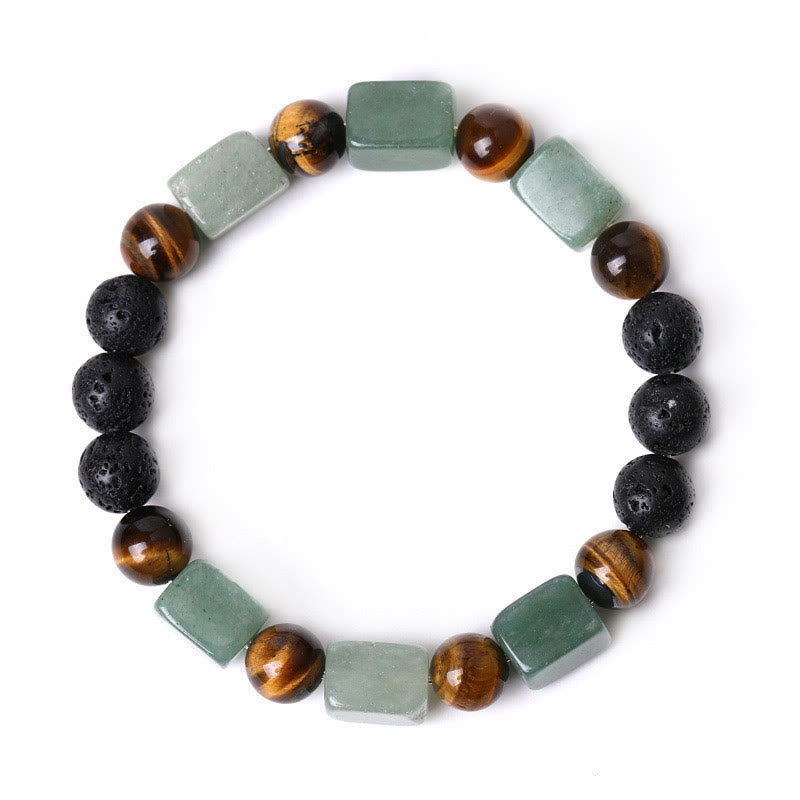 Wear FengShui Various Crystals Cube Amethyst Lava Rock Support Bracelet