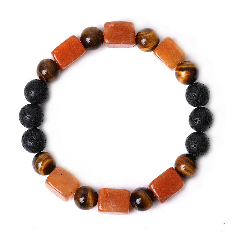 Wear FengShui Various Crystals Cube Amethyst Lava Rock Support Bracelet
