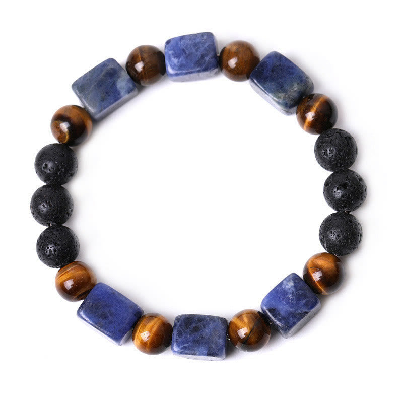 Wear FengShui Various Crystals Cube Amethyst Lava Rock Support Bracelet