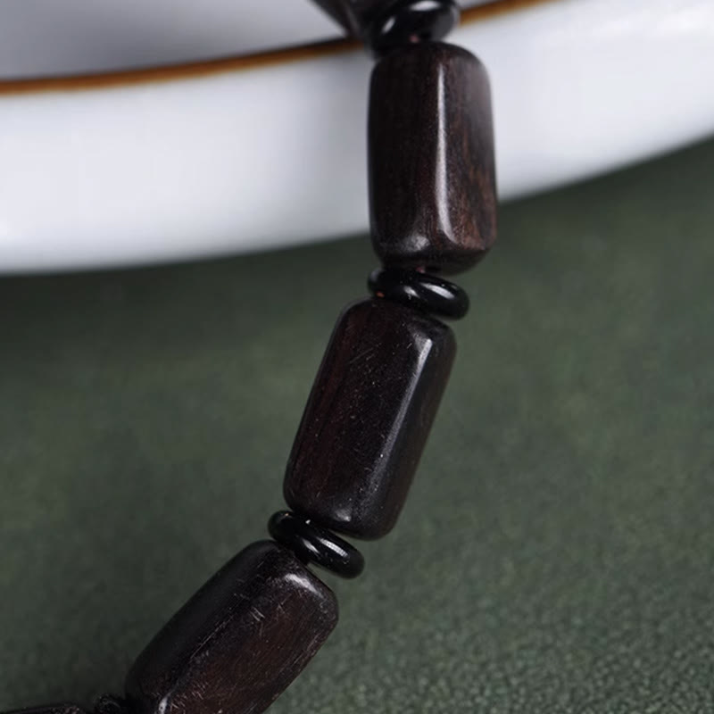Wear FengShui Ebony Wood Rectangular Beads Dzi Bead Balance Bracelet