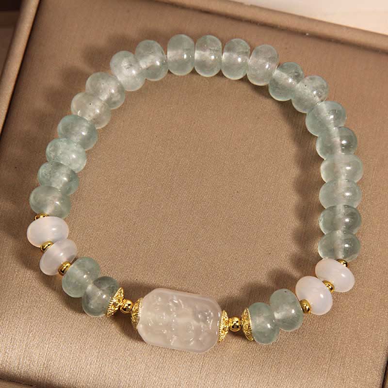 Wear FengShui Aquamarine Jade Abacus Beads Serenity Bracelet