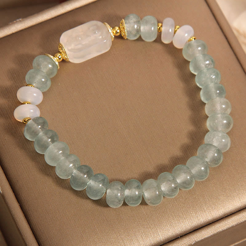 Wear FengShui Aquamarine Jade Abacus Beads Serenity Bracelet