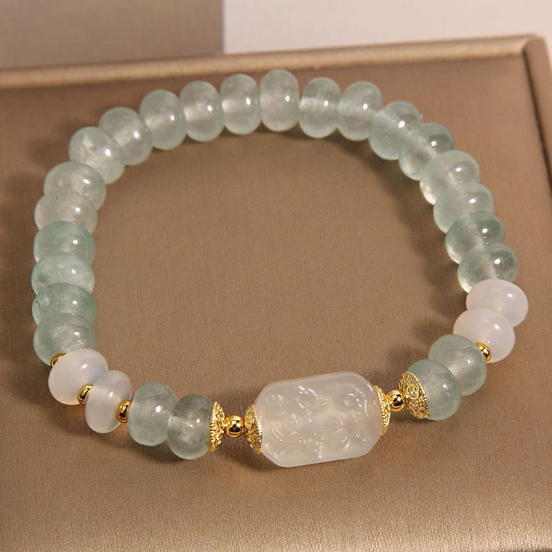 Wear FengShui Aquamarine Jade Abacus Beads Serenity Bracelet
