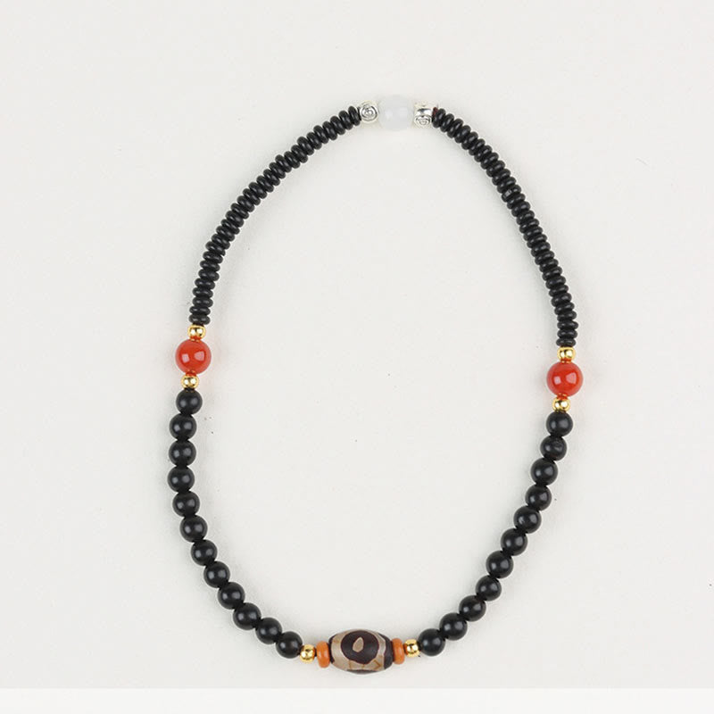 Wear FengShui Ebony Sandalwood Green Sandalwood Dzi Bead Balance Calm Double Wrap Bracelet