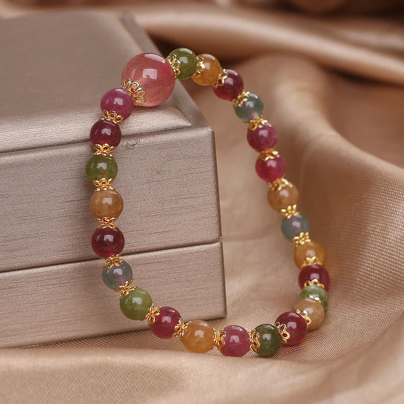 Wear FengShui Tourmaline Strawberry Quartz Wisdom Bracelet