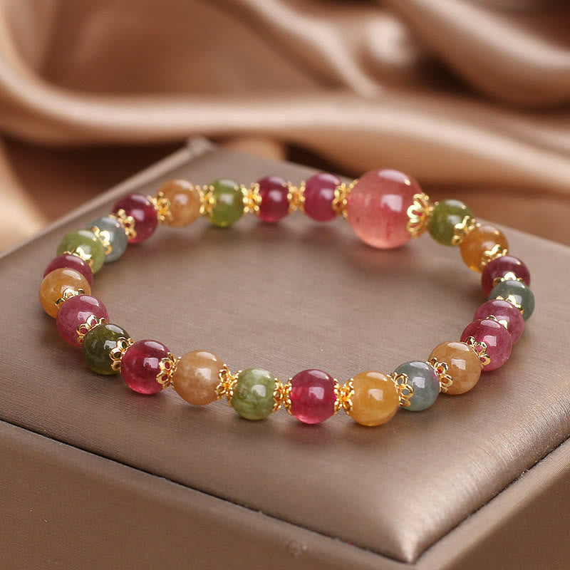 Wear FengShui Tourmaline Strawberry Quartz Wisdom Bracelet