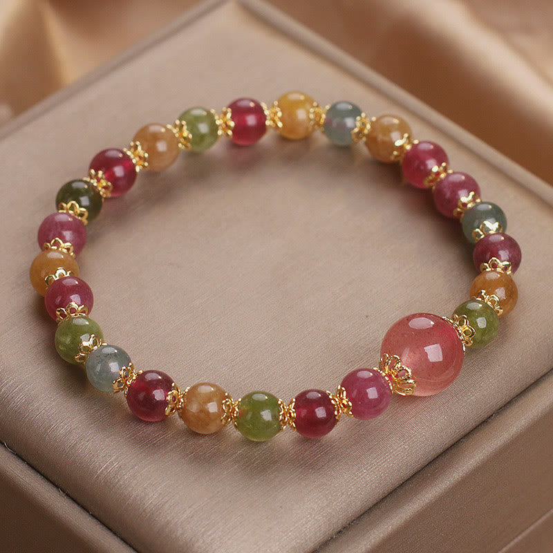 Wear FengShui Tourmaline Strawberry Quartz Wisdom Bracelet