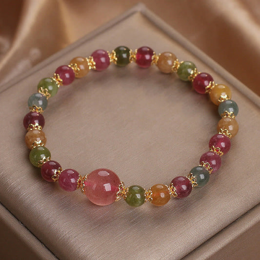 Wear FengShui Tourmaline Strawberry Quartz Wisdom Bracelet