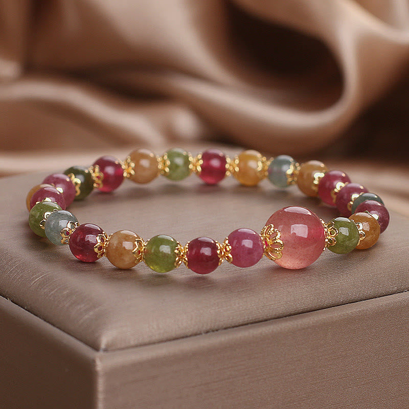 Wear FengShui Tourmaline Strawberry Quartz Wisdom Bracelet