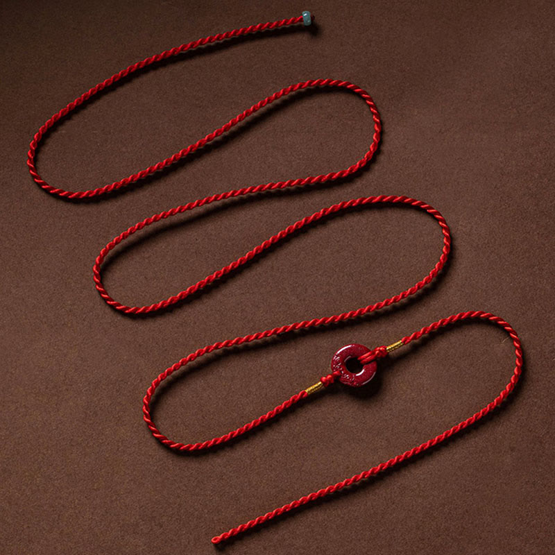 Wear FengShui Natural Cinnabar Peace Buckle Blessing Red String Belly Chain