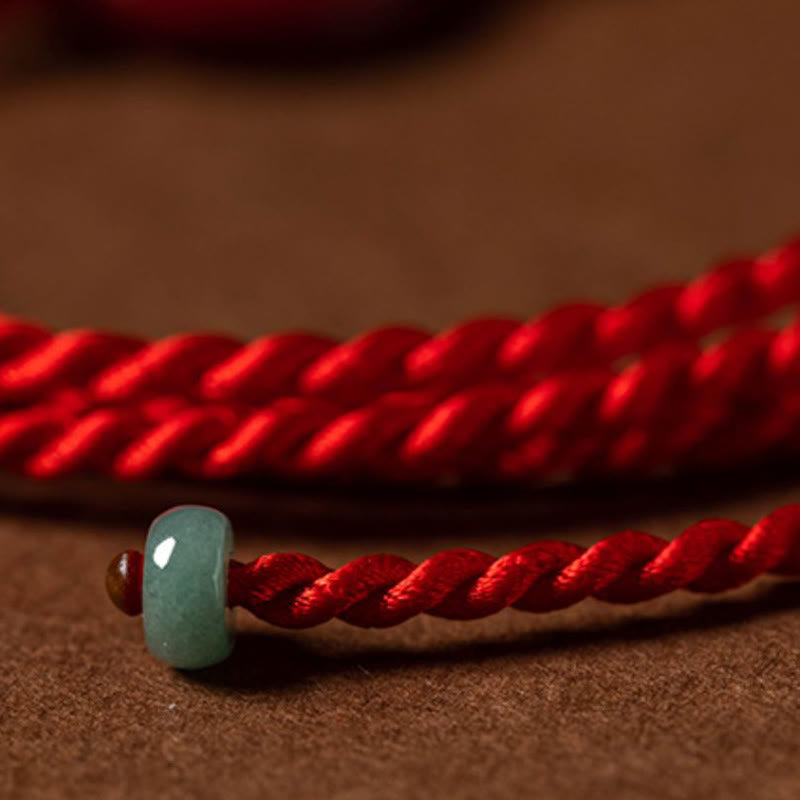 Wear FengShui Natural Cinnabar Peace Buckle Blessing Red String Belly Chain