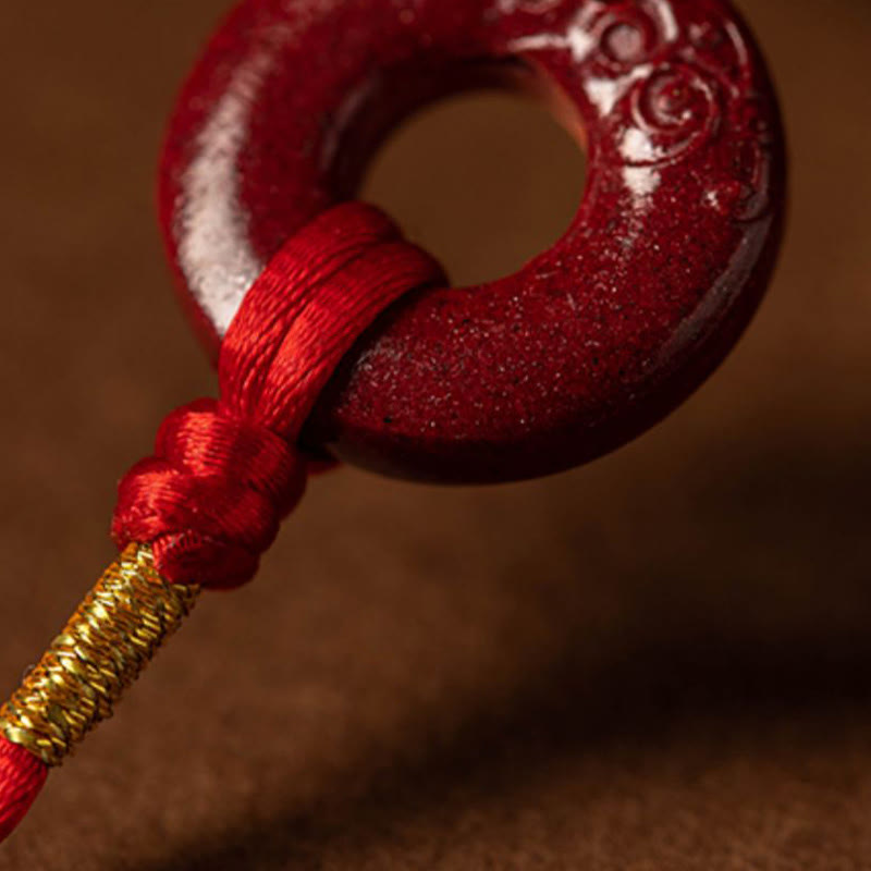 Wear FengShui Natural Cinnabar Peace Buckle Blessing Red String Belly Chain