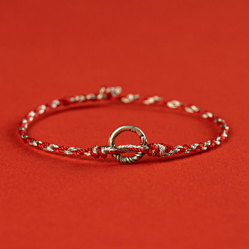 Wear FengShui 925 Sterling Silver Peace Buckle Luck String Bracelet
