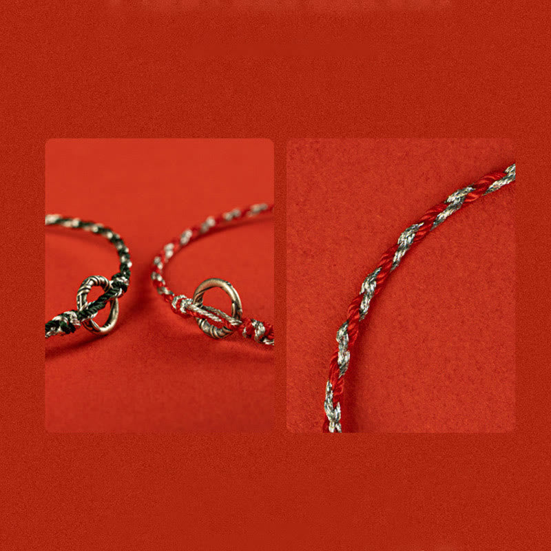 Wear FengShui 925 Sterling Silver Peace Buckle Luck String Bracelet