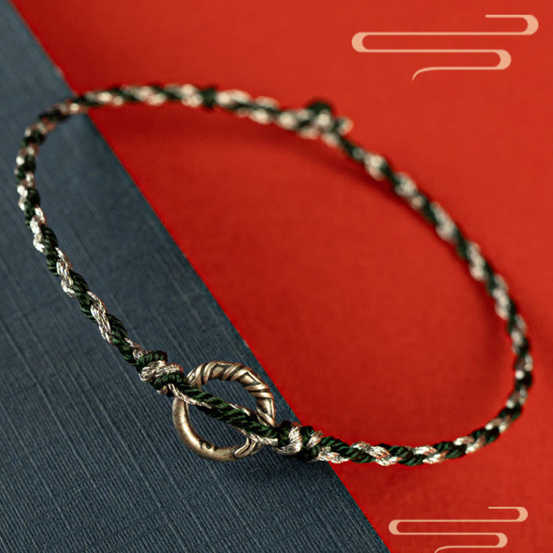 Wear FengShui 925 Sterling Silver Peace Buckle Luck String Bracelet