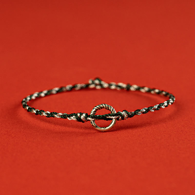 Wear FengShui 925 Sterling Silver Peace Buckle Luck String Bracelet